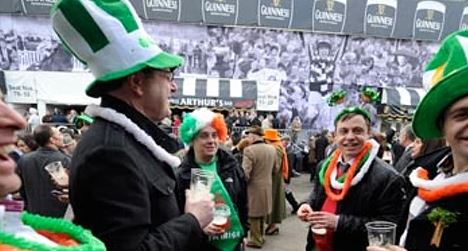 Punters enjoy a drink on St Paddy's day at Cheltenham festival